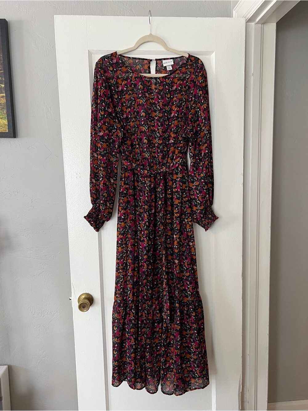 Ava & Viv Floral Long-Sleeve Maxi Dress